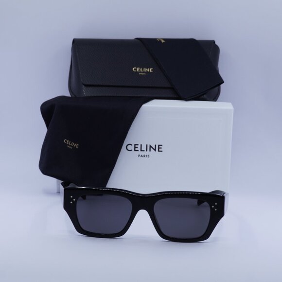 Celine CL40297U 01A Square Sunglasses - Shiny Black/Smoke - Picture 3 of 9